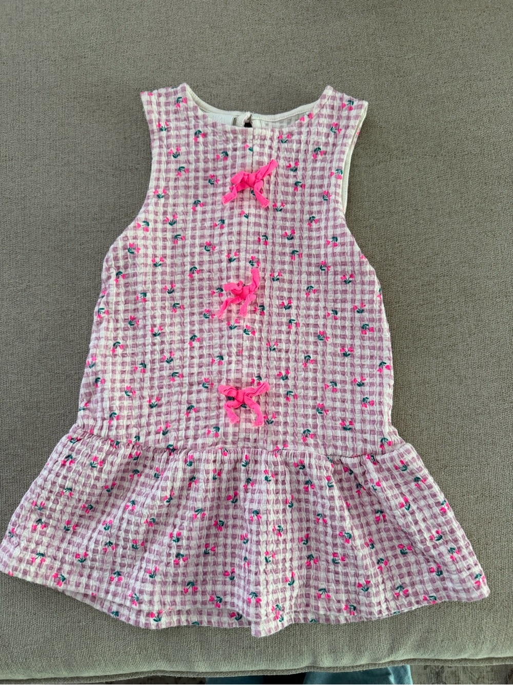 Zara Pink Floral Bow-Accent Dress